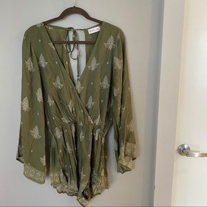 Faithfull the Brand Patterned Green Romper